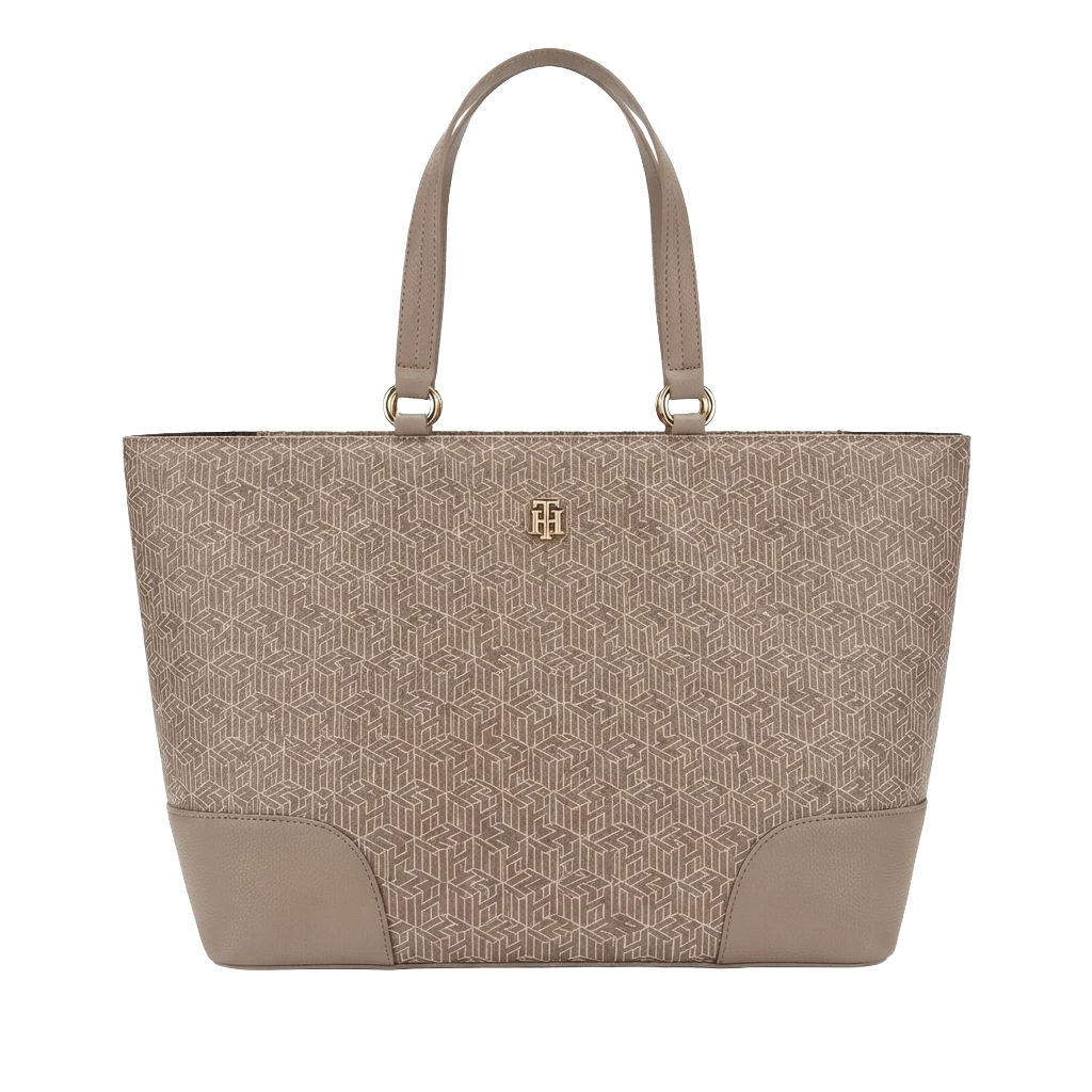 Tommy Hilfiger Beige Monogram Tote Bag
