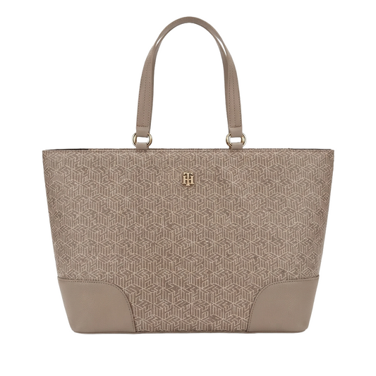 Tommy Hilfiger Beige Monogram Tote Bag