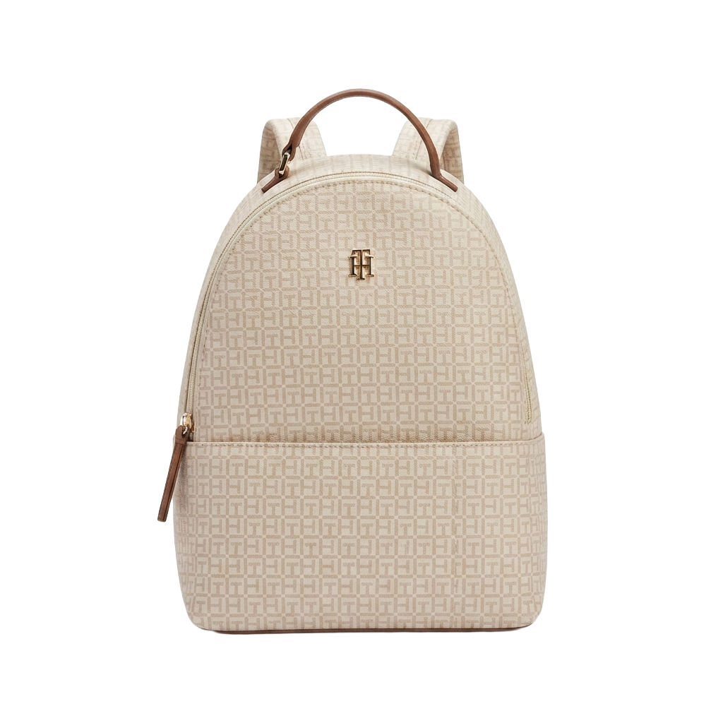 Tommy Hilfiger Beige Monogram Backpack