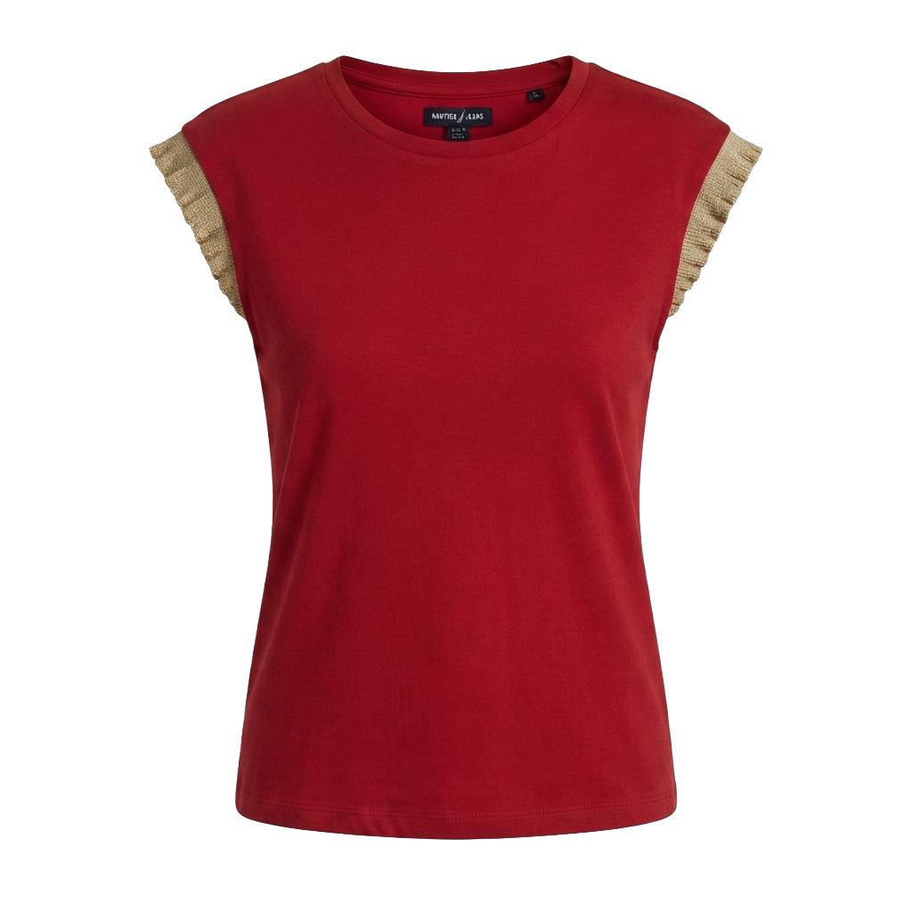 Sleeveless Metallic Ruffle Top
